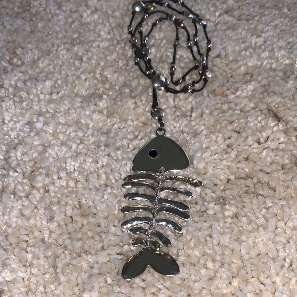 Silver Fish Skeleton Necklace with Minimalist Design